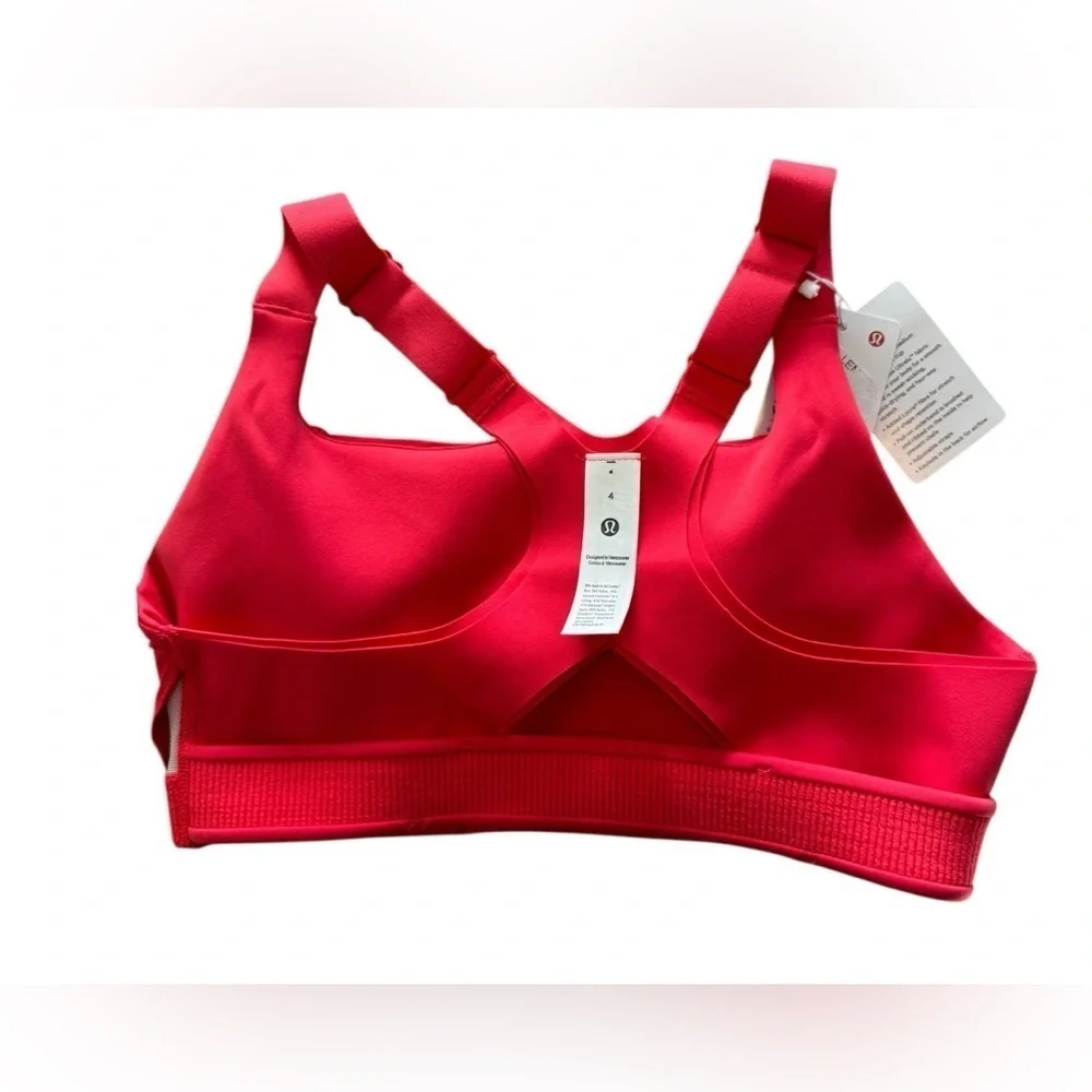 LULULEMON Ultralu Square-Neck Workout Bra *Medium Support, B/C Cup Red Glow Sz 4